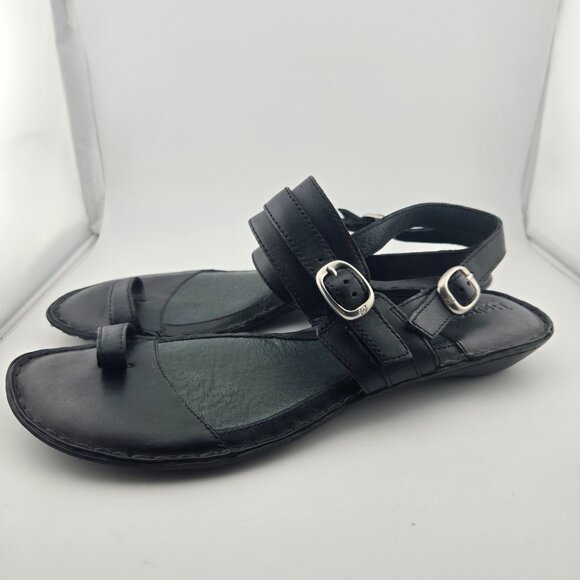 Born Black Leather Toe‑Loop Buckle Strap Sandals | Women’s Size 10 - Picture 5 of 12